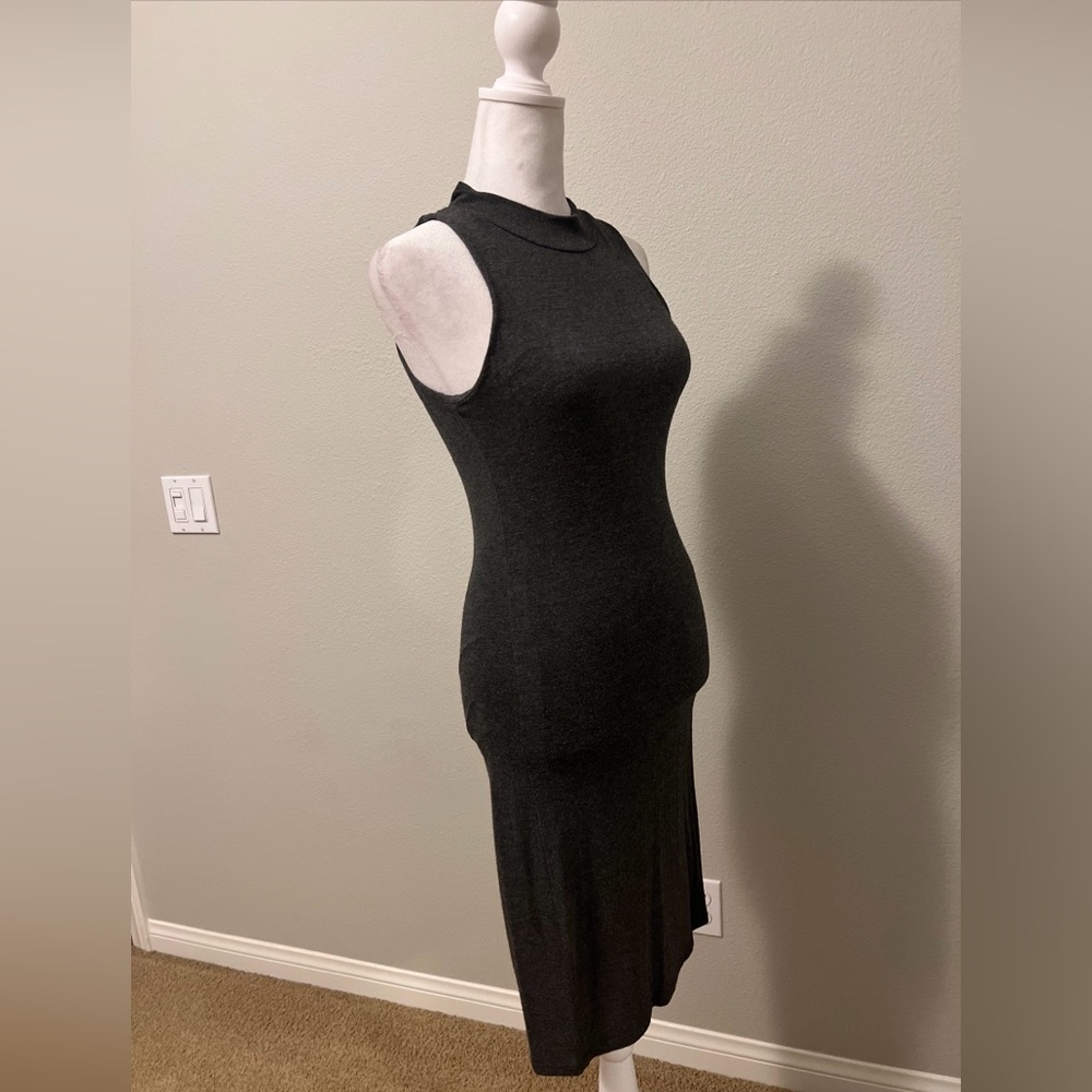 Velvet Torch Charcoal Gray Sleeveless Mockneck Midi Bodycon Dress Size Small - Picture 4 of 9